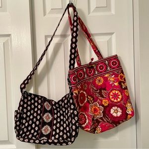Vera Bradley 2 for 1 Purse Lot Black Pink Floral
